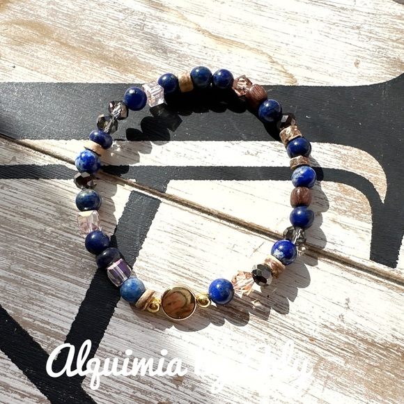 lapis lazuli 6mm dainty beaded bracelet - Picture 1 of 8